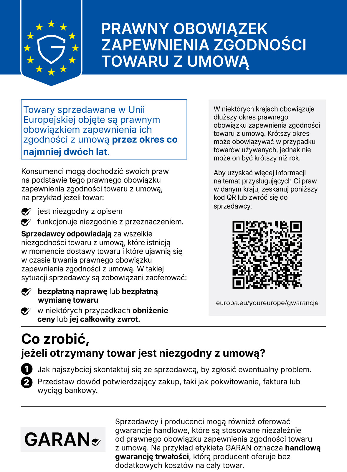 Informacja o ustawowej gwarancji UE
